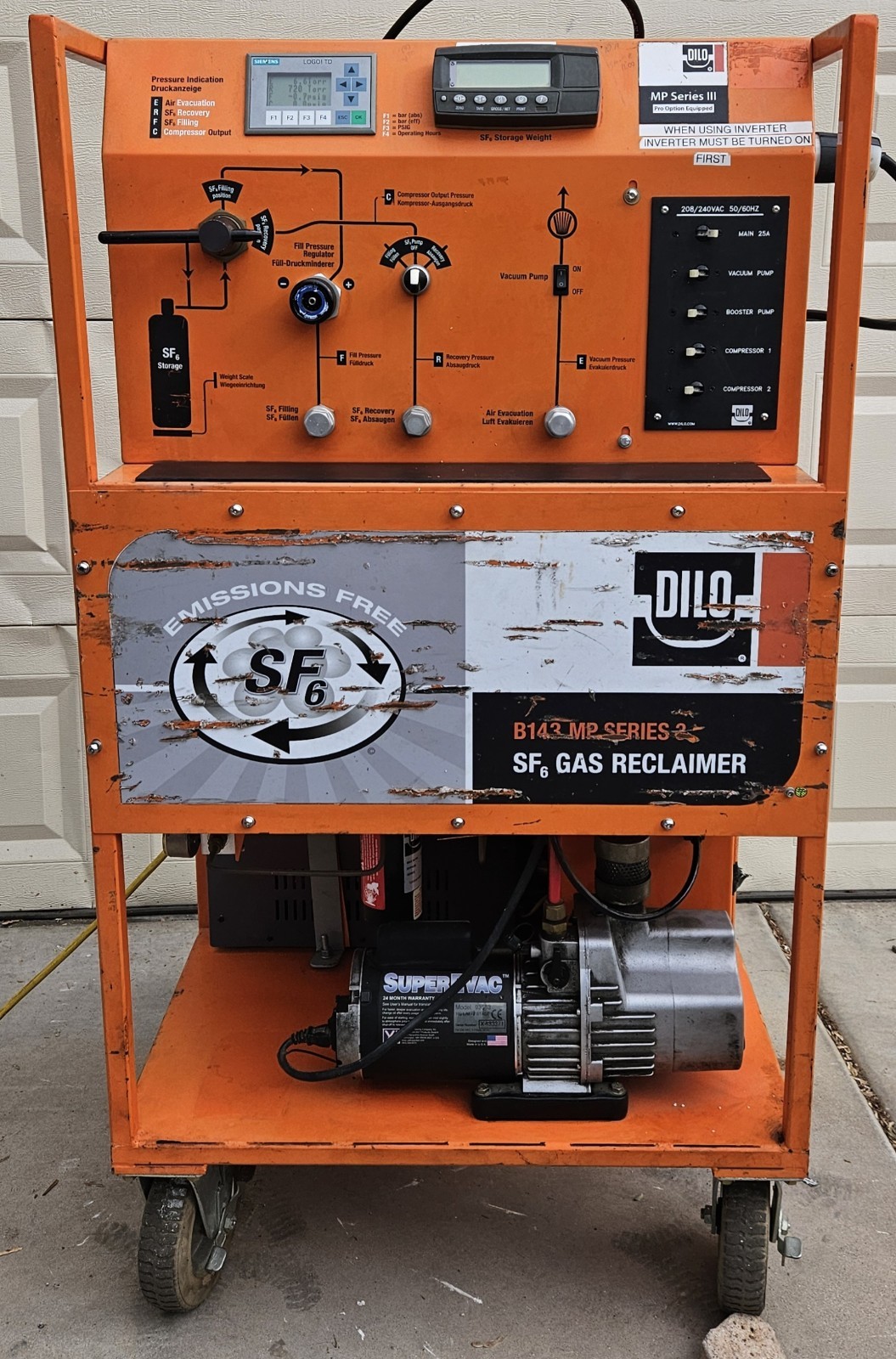 Dilo B143R11 B143 MP Series 3 Small Service Cart SF6 Gas Reclaimer