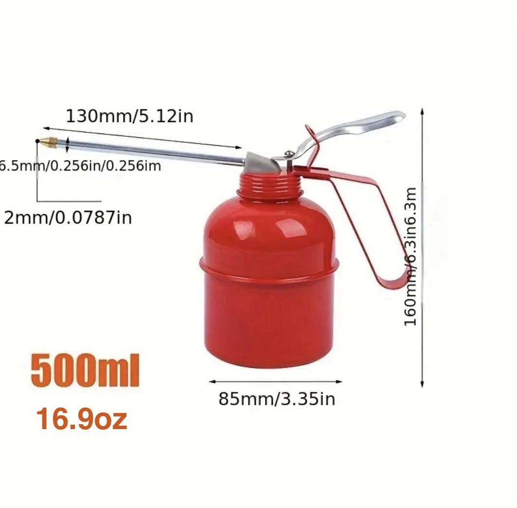 Professional Steel Construction Hand Pump Oiling Can 16.9oz. Capacity Oiler Can
