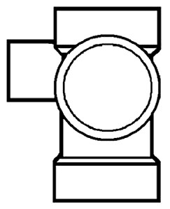 Lasco Fittings D416338 3 x 3 x 3 x 2 Left Side Inlet Reducing Sanitary Tee