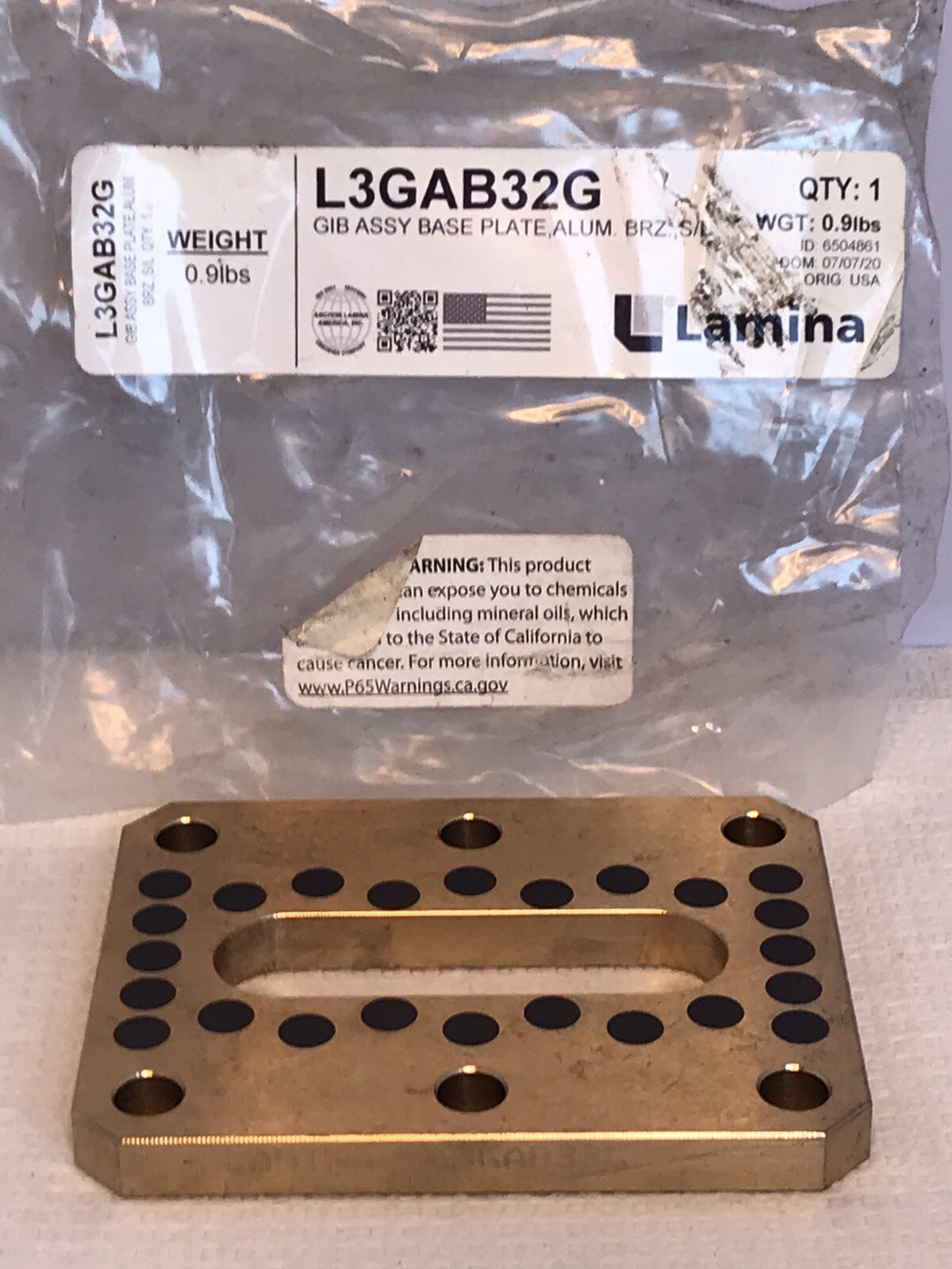 LAMINA GIB ASSEMBLY BASE PLATE ALUMINUM BRONZE S/L L3GAB32G