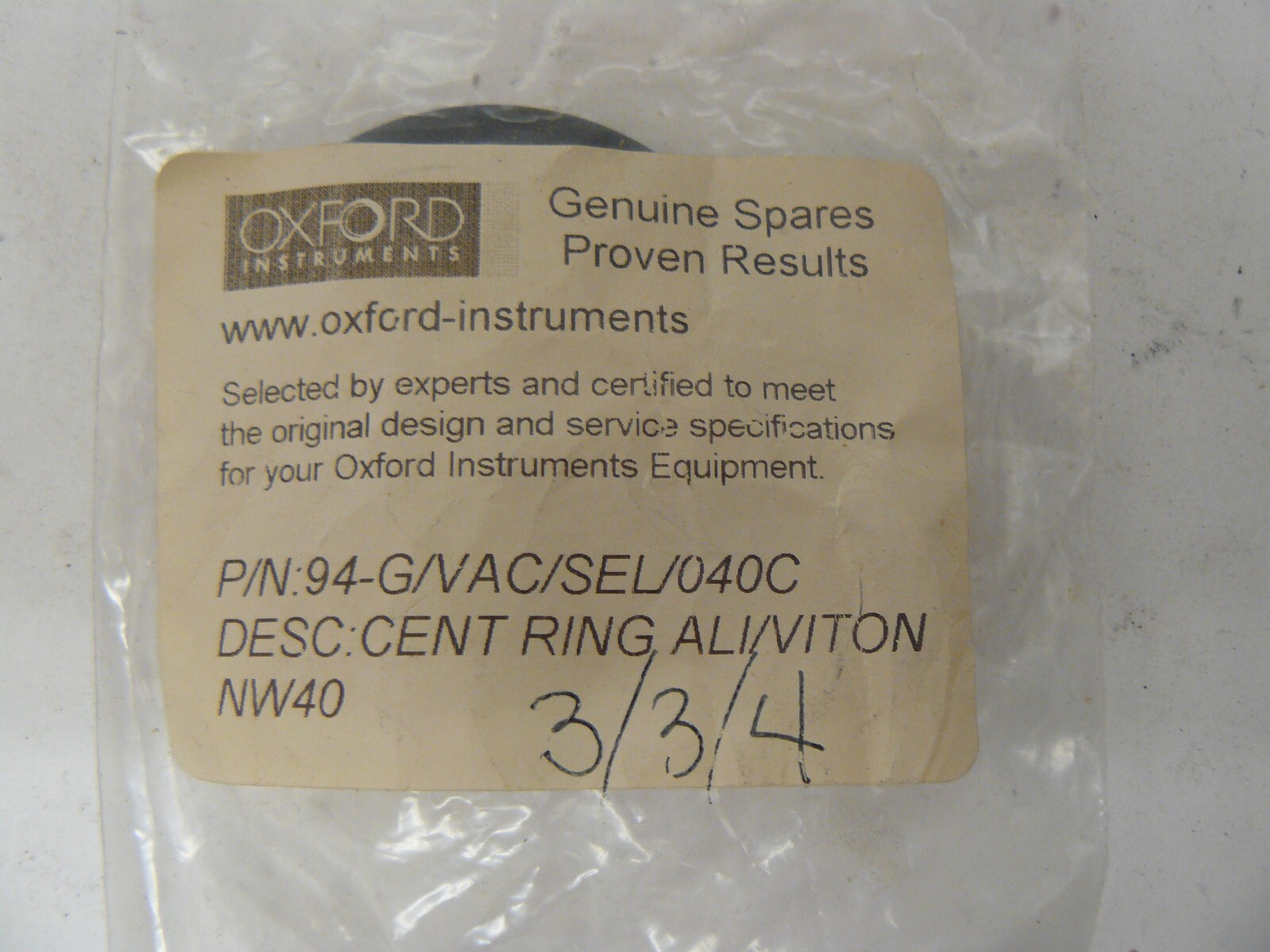 Oxford Instruments 94-G/VAC/SEL/040C centering ring NW40 new
