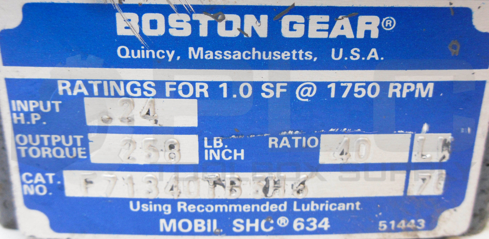NEW BOSTON GEAR F71340TB5H6 WORM GEAR SPEED REDUCER 1750RPM .24HP *READ*