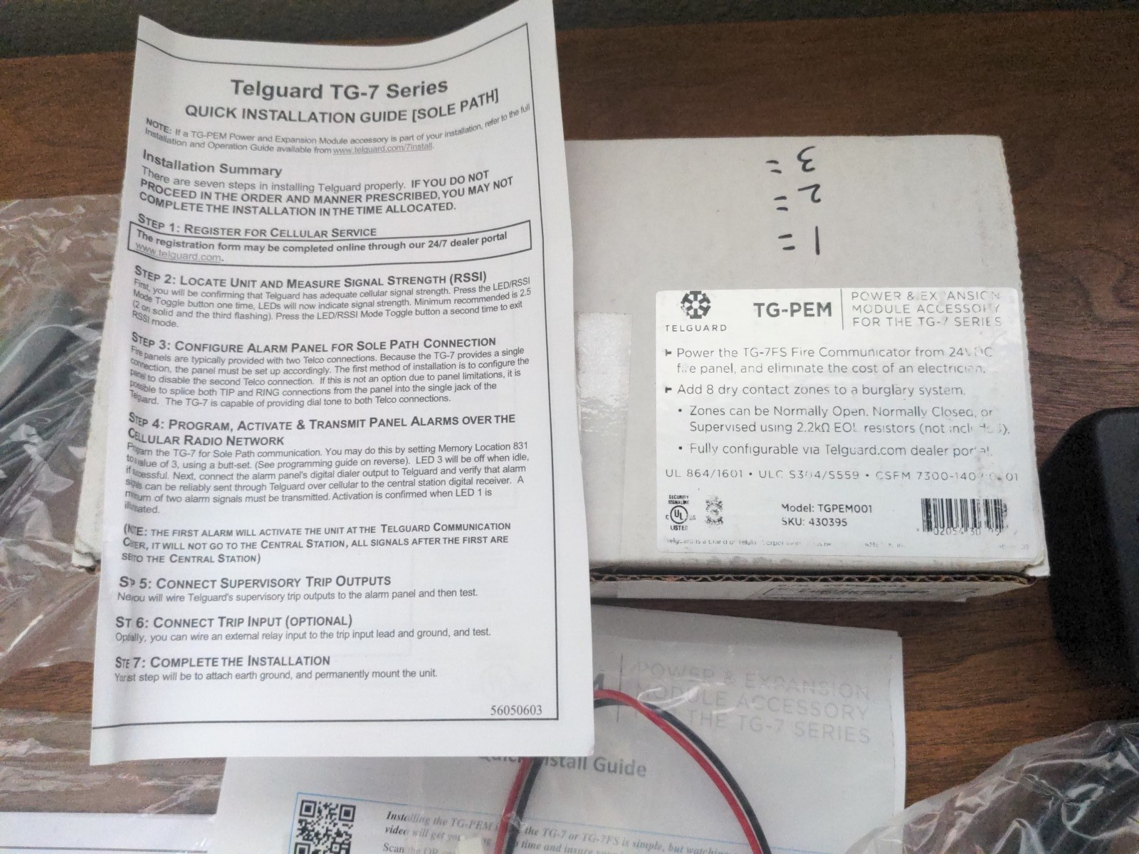 TG-PEM TELGUARD Zone Expander Extra Cable Power Plug Pack No Card