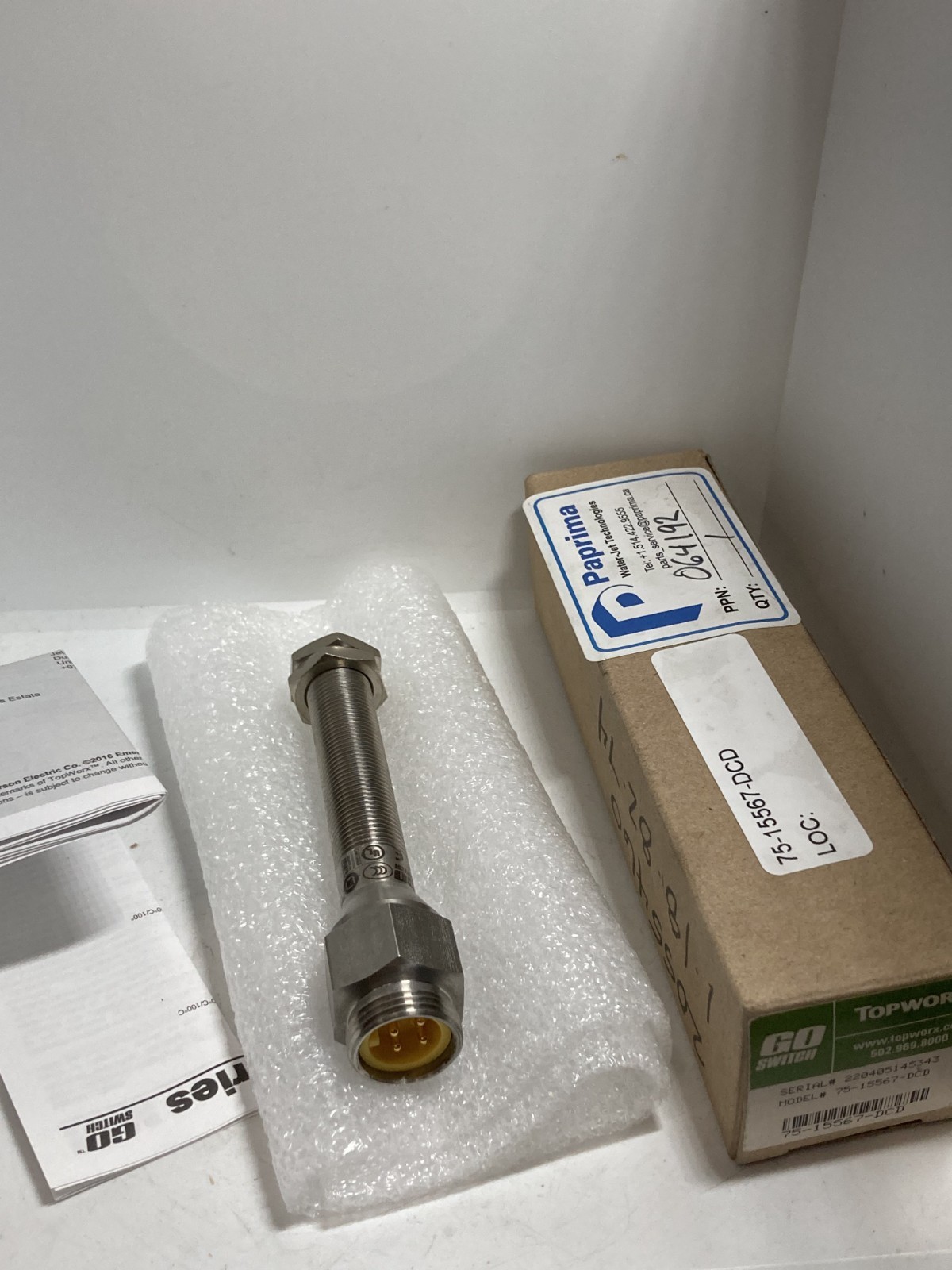 TOPWORX 75-15567-DCD PROXIMITY SWITCH 120VAC 4A 1/2NPT 4 PIN SS NIB