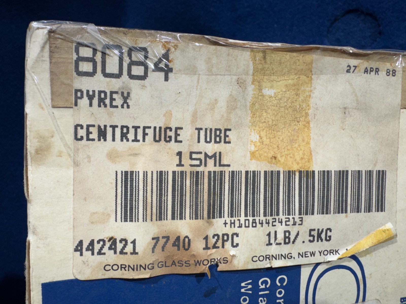 Lot of 10 Corning PYREX 8084-15 15mL Glass Centrifuge Tubes w/Stoppers