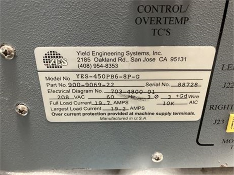 YES 450PB6-8P-G Hi Temp Vacuum Cure /Yield Engineering /Polyimide Bake/2 mo wrty