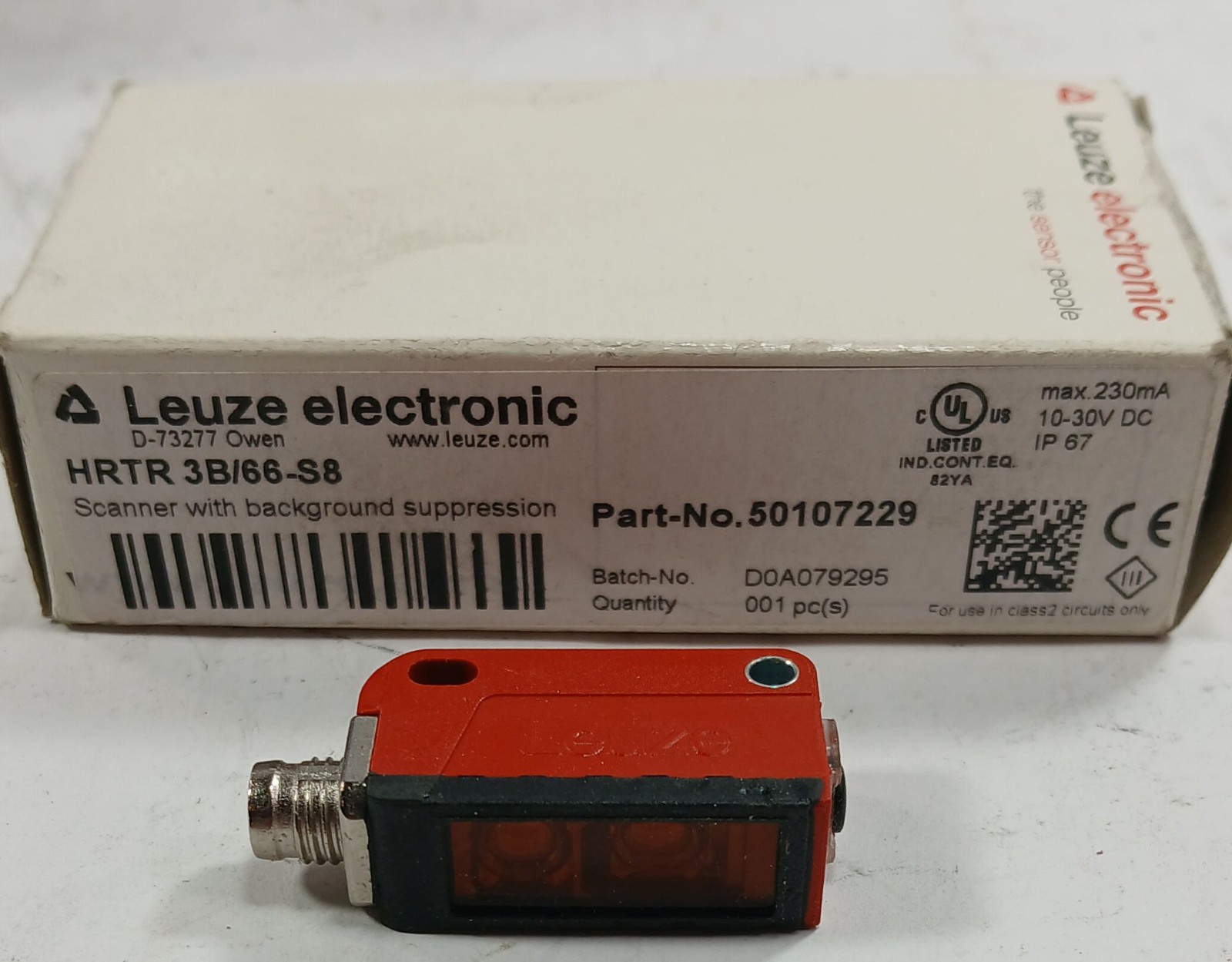 1 NEW LEUZE HRTR 3B/66-S8 PHOTOELECTRIC SENSOR NNB ***MAKE OFFER***