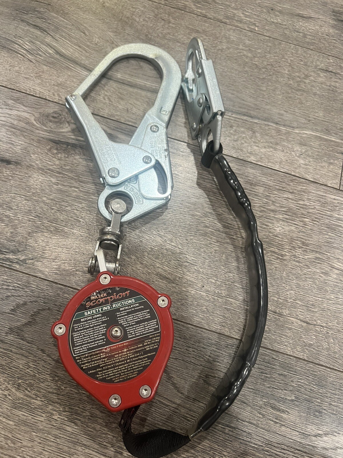 Miller Honeywell Scorpion Fall Limiter 6ft SRL 400lb Lanyard w/ Snap Hooks