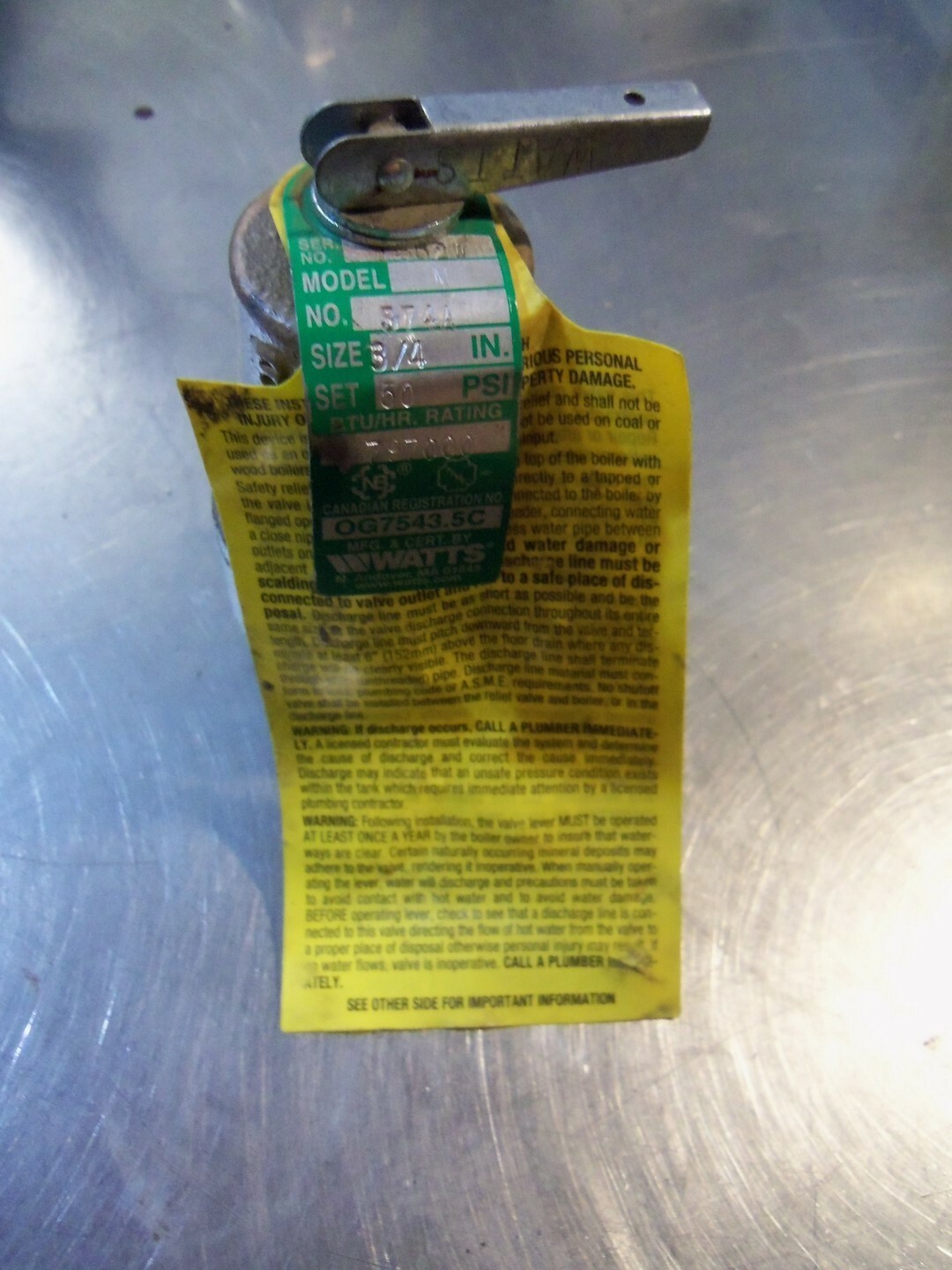 Watts M 374A 3/4″ 79700 Safety Relief Valve OG 754 3.5C *FREE SHIPPING*