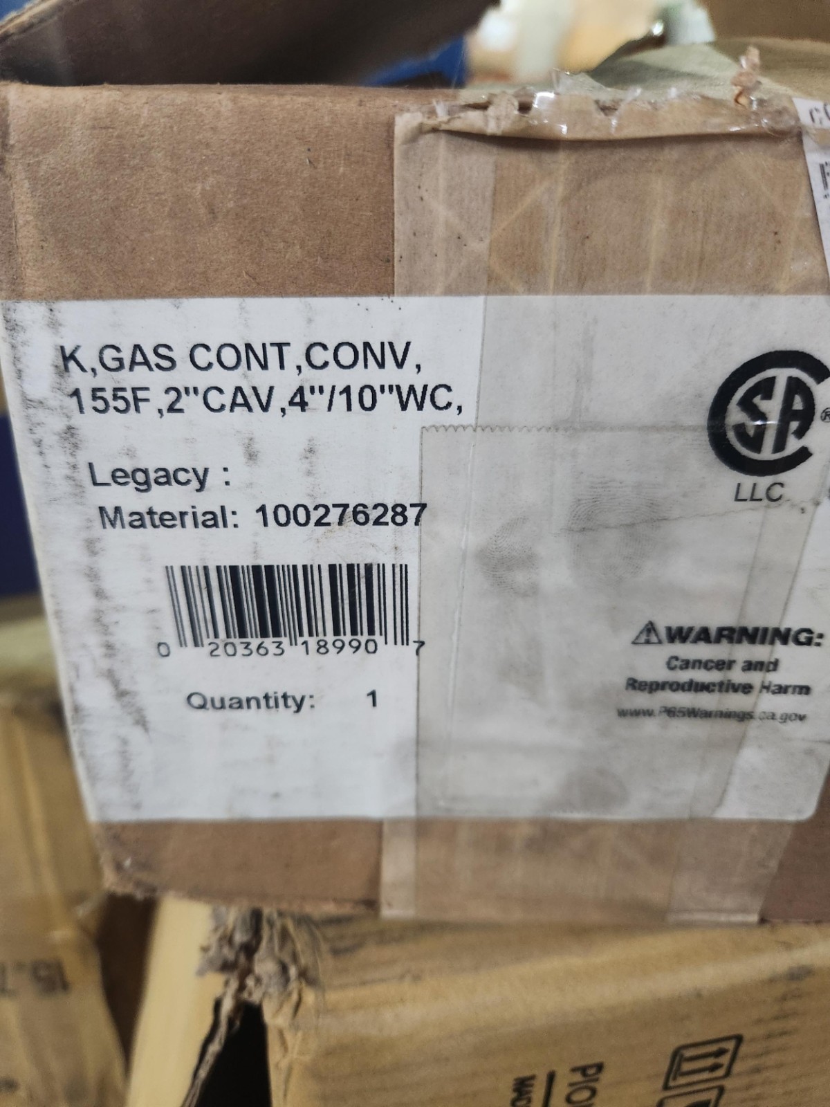State A.O. Smith Lochinvar 100276287 Gas control valve