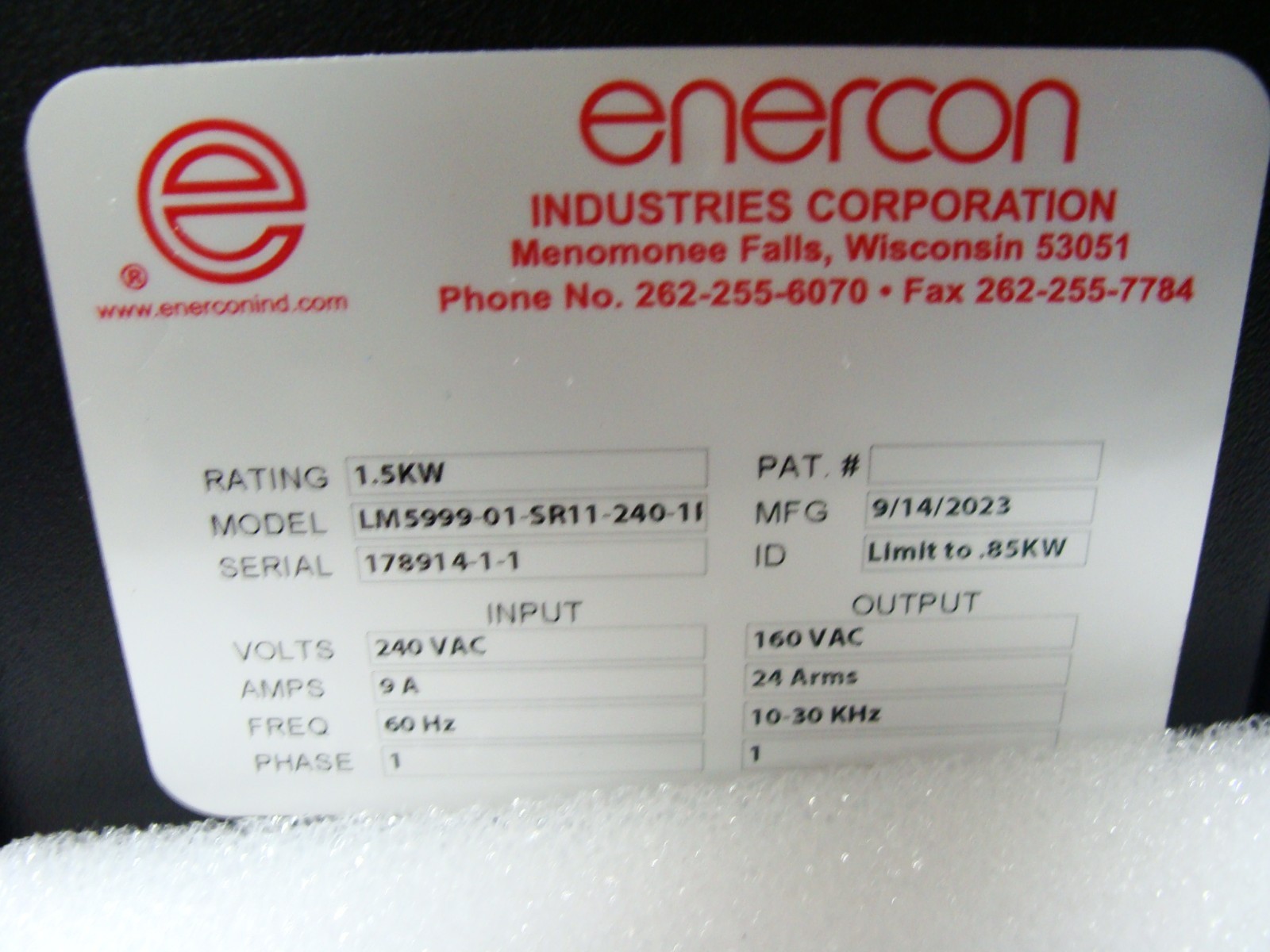 New Enercon CoronaFlex Corona Plasma Surface Treatment System + Compak Pro 1.5kW