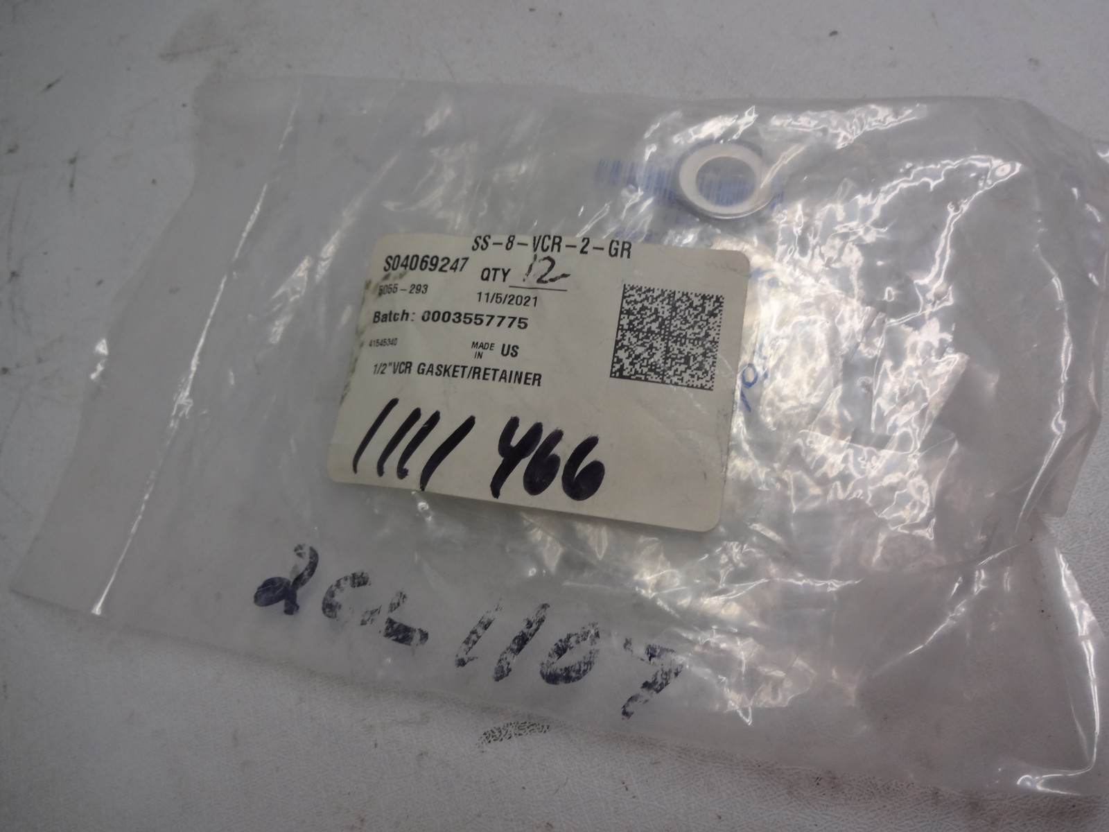 Lot Of 12 Swagelok Ss-8-vcr-2-gr Gasket Retainer 1/2″