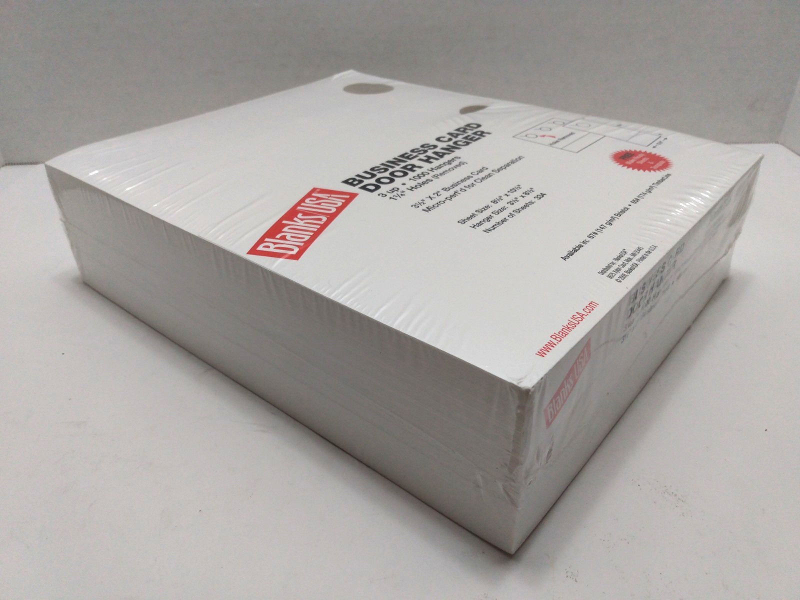 Blanks/USA business card door hangers, 1000 Pc Finished, White, DHBC10B63WH, New