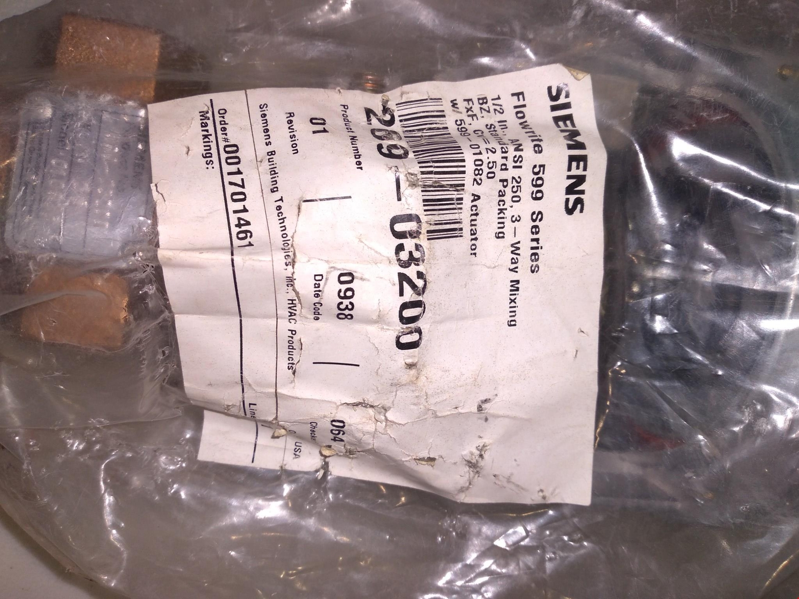 SIEMENS 569-03200 599 SERIES 1/2 IN 3WAY 2.50CV 599-03200 WITH 599-01081