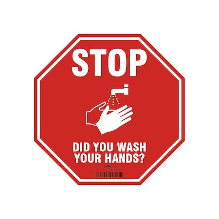 Condor Hwb400t1212 Safety Sign, 12 In H, 12 In W, Plastic, Octagon, English,
