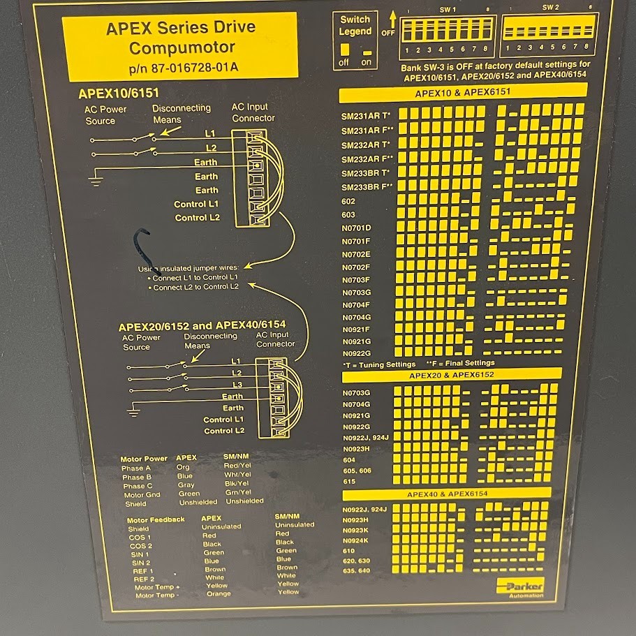 PARKER 87-016728-01A APEX SERIES DRIVE COMPUMOTOR 120-240V 50/60HZ APEX10/6151
