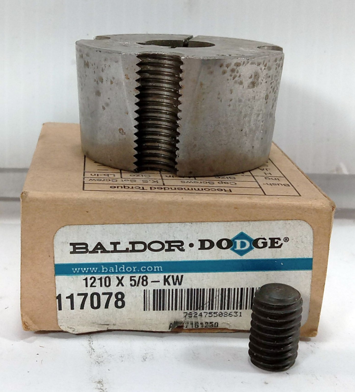 1 NEW BALDOR DODGE 117078 1210X5/8-KW TAPER LOCK BUSHING NIB ***MAKE OFFER***