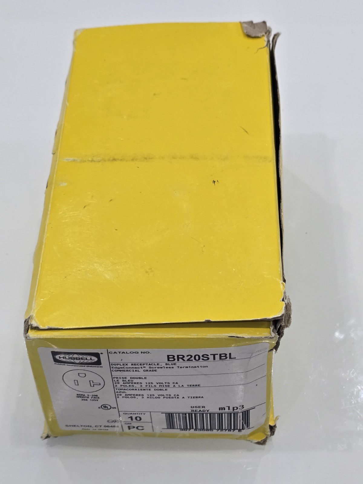 Hubbell BR20STBL RECEPTACLE 20A 125V 2-POLES LOT OF 10PCS