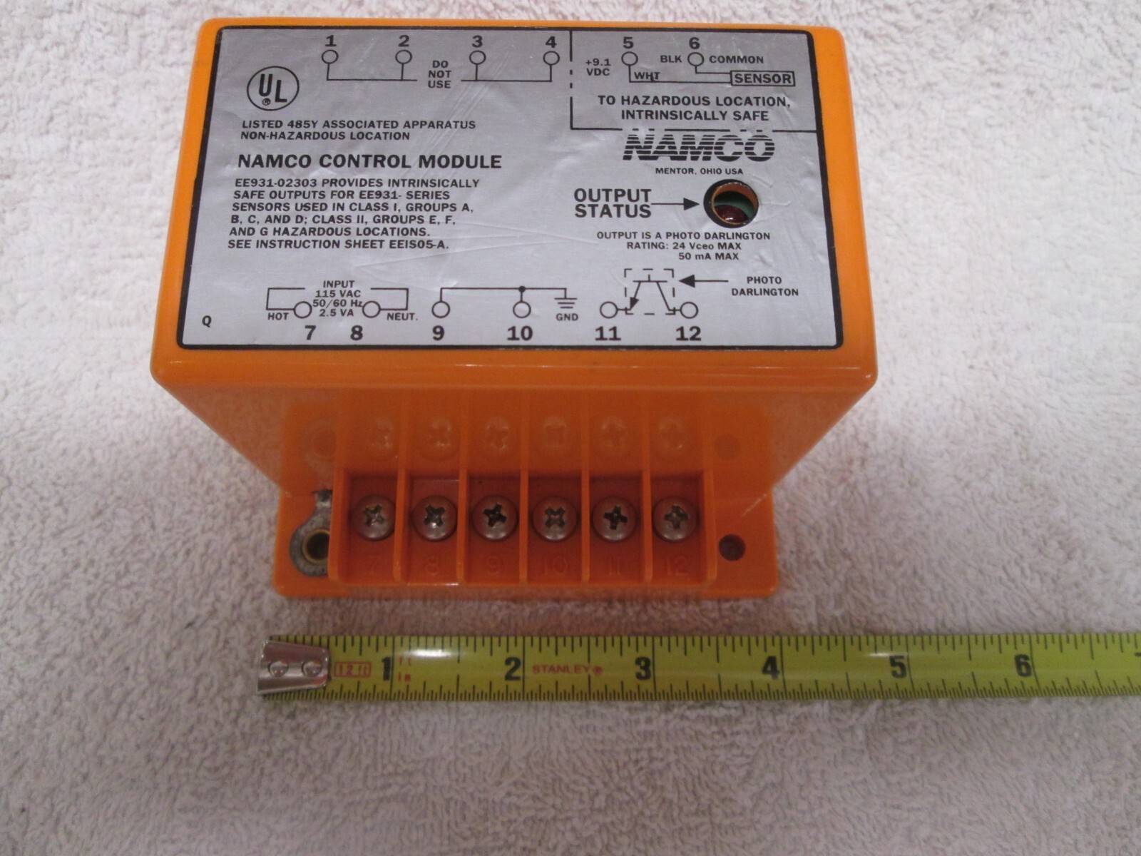 NAMCO CONTROL MODULE UNDER/OVER/ZERO SPEED EE931-02303 115Vac Sensor Out 24V50ma