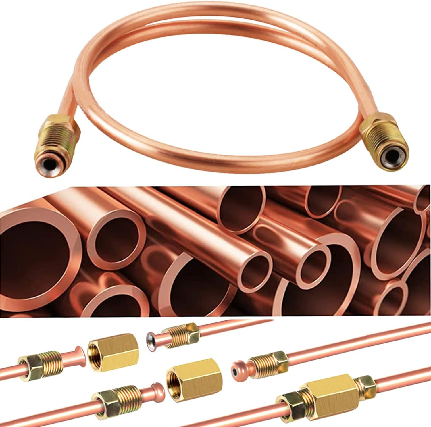 3/16″ 25 Ft Upgrade Brake Line Tubing Kit, 3/16 Copper Coated Flexible Tube (Upg