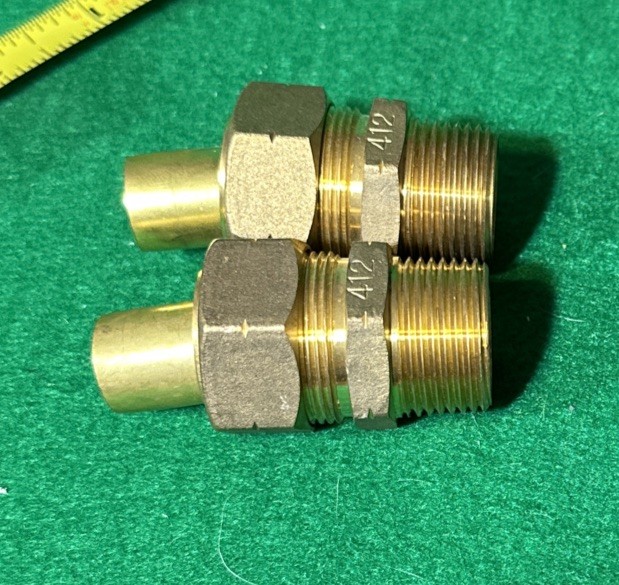 2 – Brass 68-14-16X 7/8 x 1 in. OD Tube x MIP Brass Compression Union