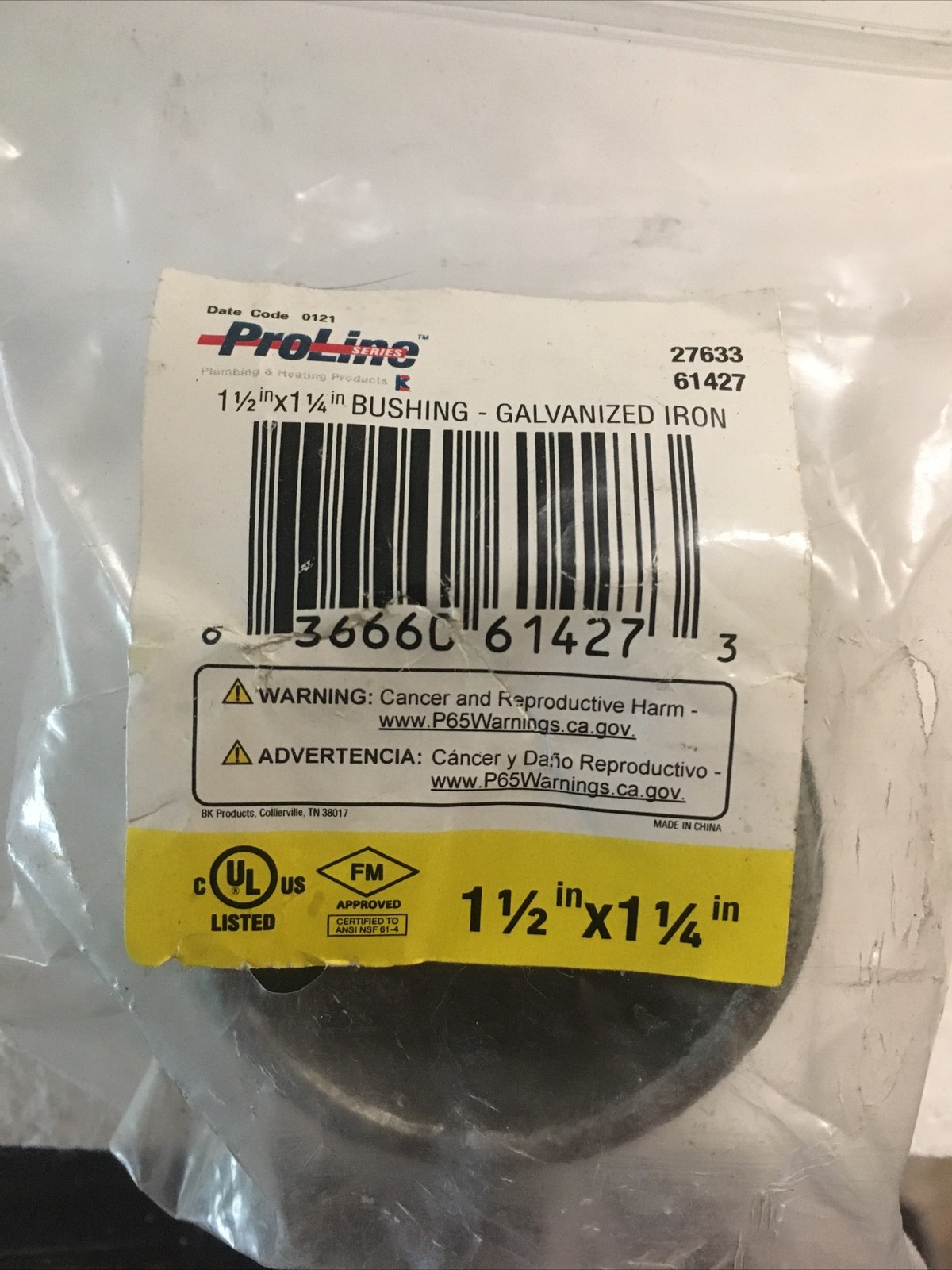 ProLine 1 1/2″ x 1 1/4″ Galvanized Iron Bushing – 27633