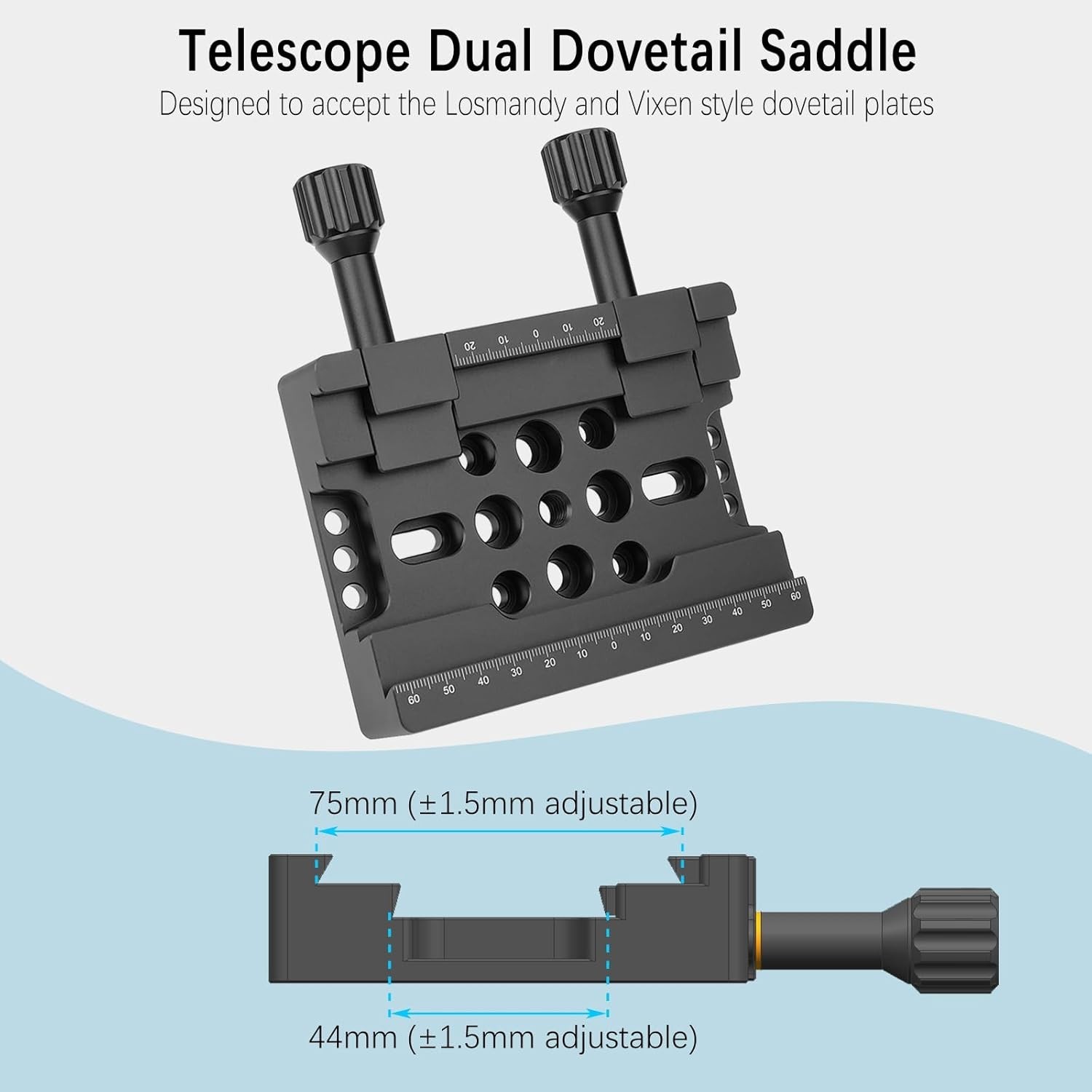 2-in-1 Telescope Dual Dovetail Saddle Clamp Mount for Vixen Losmandy Plates – OT