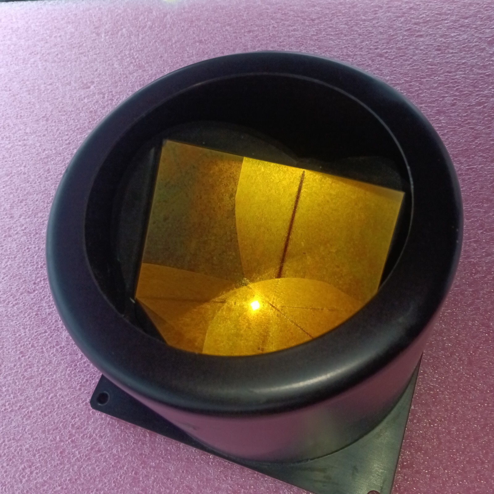 PLX brand gold coated 5″ Clear Aperture (CA) retroreflector 4 bolt mount ITAR