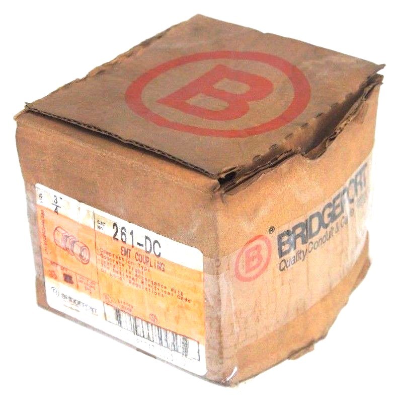 BOX OF 23 BRIDGEPORT 261-DC EMT COUPLINGS 3/4″ COMPRESSION TYPE CONCRETE TIGHT