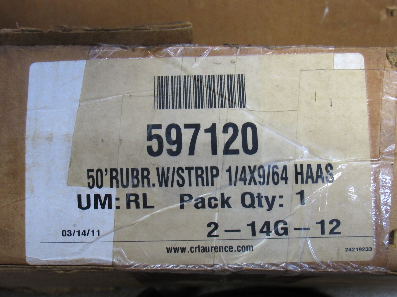 NEW CR LAURENCE RUBBER WEATHER STRIP STRIPPING 597120 1/4X9/64 26′ FT