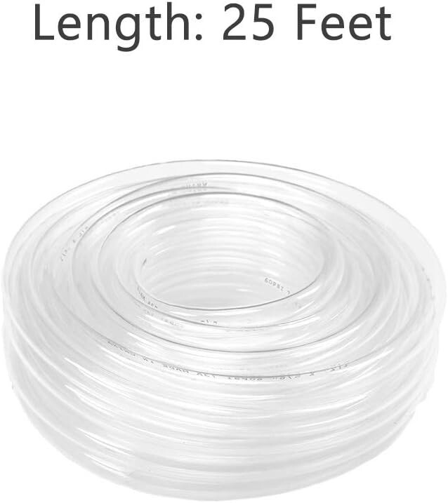 25FT x 5/8″ ID Clear Vinyl Tubing BPA Free UV Chemical Resistant Hose