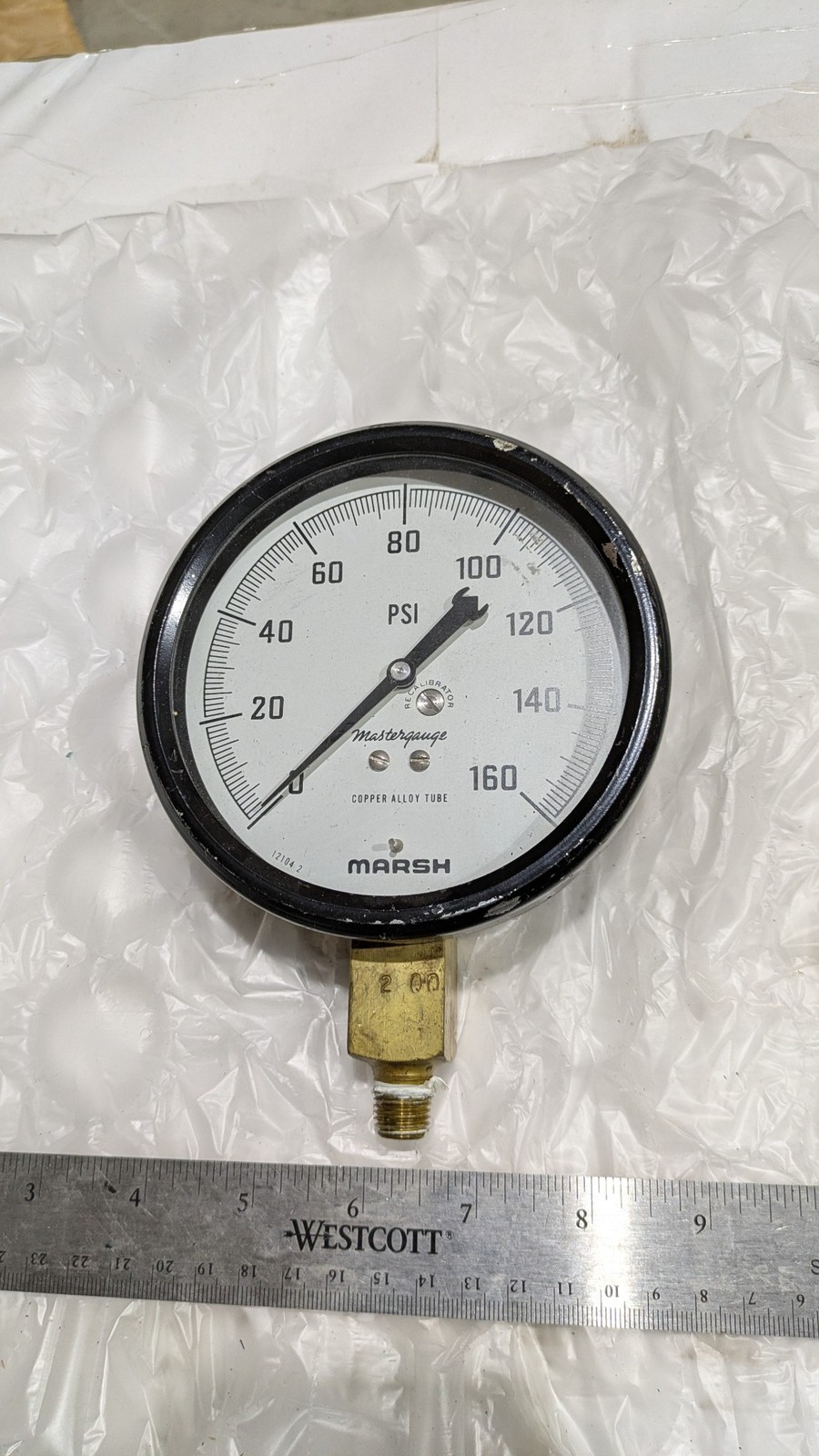MARSH MASTERGAUGE COPPER ALLOY TUBE 12104 2 0-160 PSI