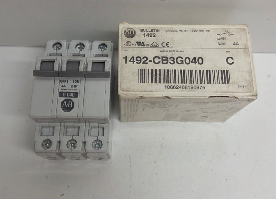 NEW IN BOX! ALLEN-BRADLEY 480Y/277V 3PH 4A CIRCUIT BREAKER 1492-CB3G040