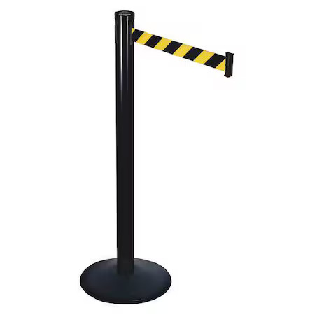 Retracta-Belt 301Ba-Byd Barrier Post With Belt, Black, 10 Ft Length, 40 In Post