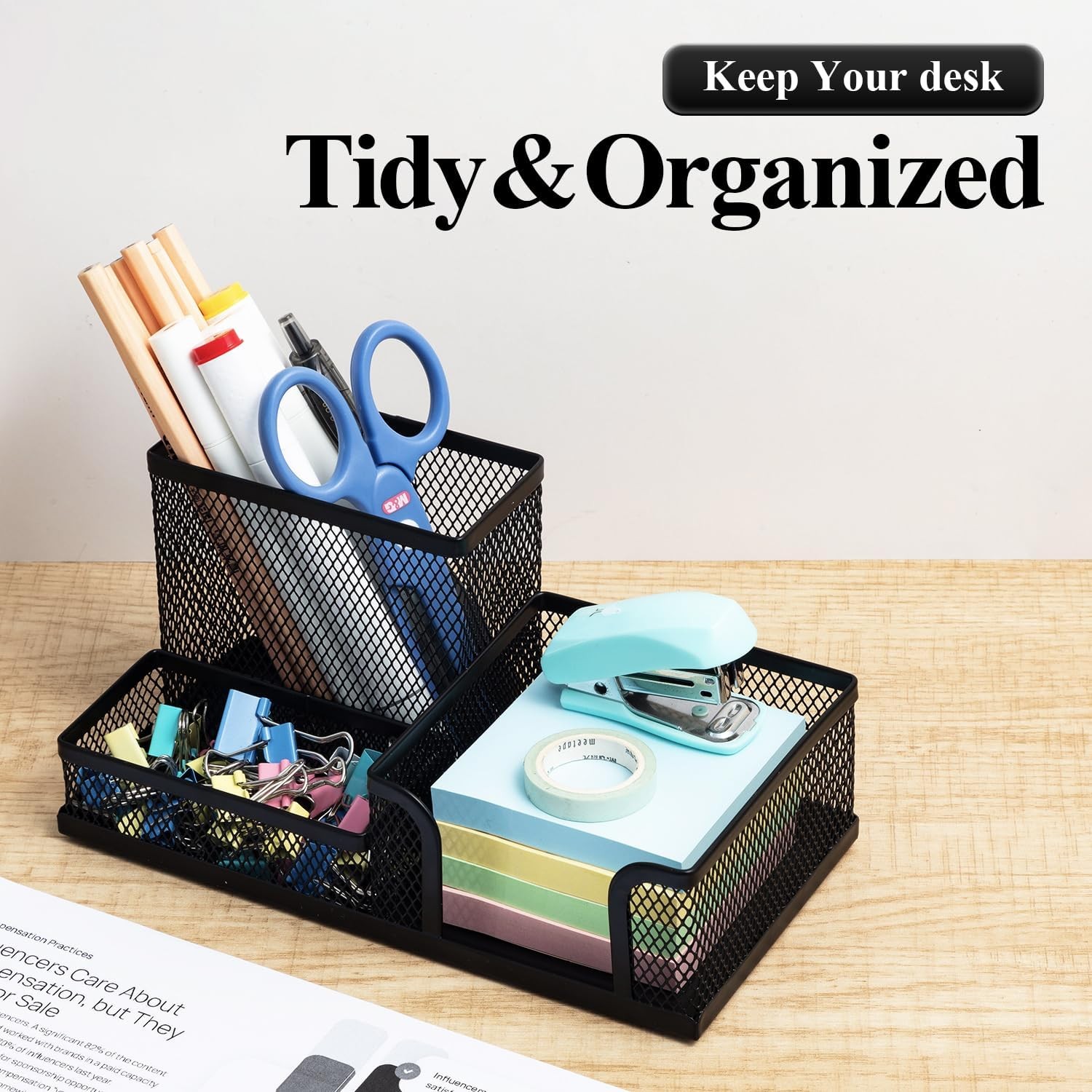 M&G Mesh Pen Holder Desk Organizers Pencil for Black, 3 Black