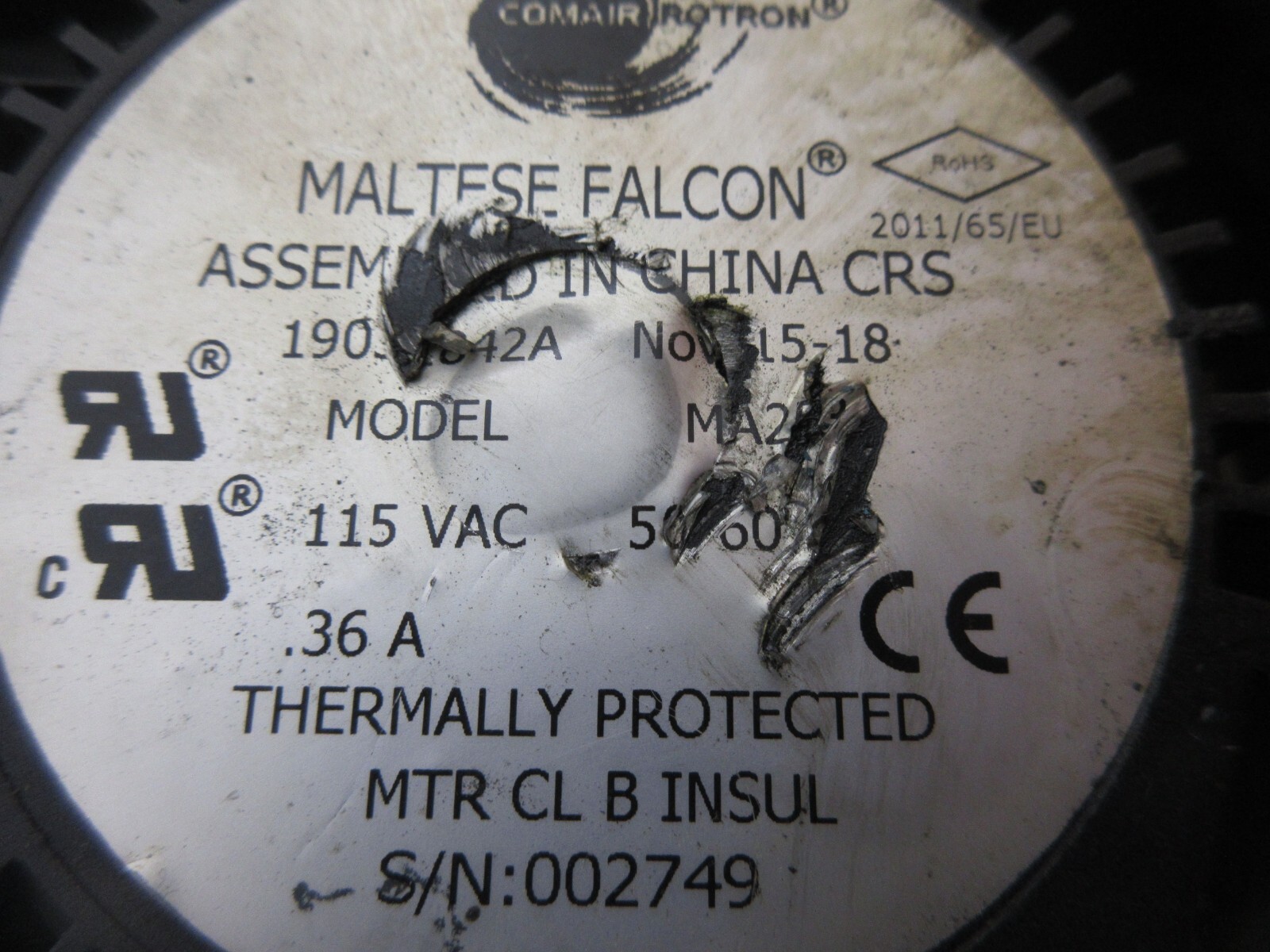 COMAIR ROTRON MALTESE FALCON MA2B3 002749 1903C42A HARDINGE COBRA 42 CNC LATHE