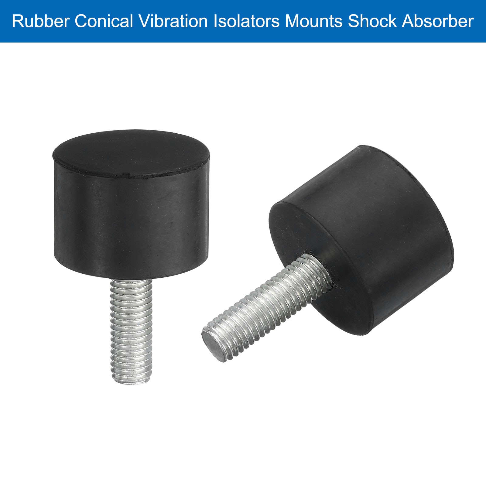 4Pcs Thread Levelling Feet, 1.38″x0.98″ with M10x30mm Studs, Black