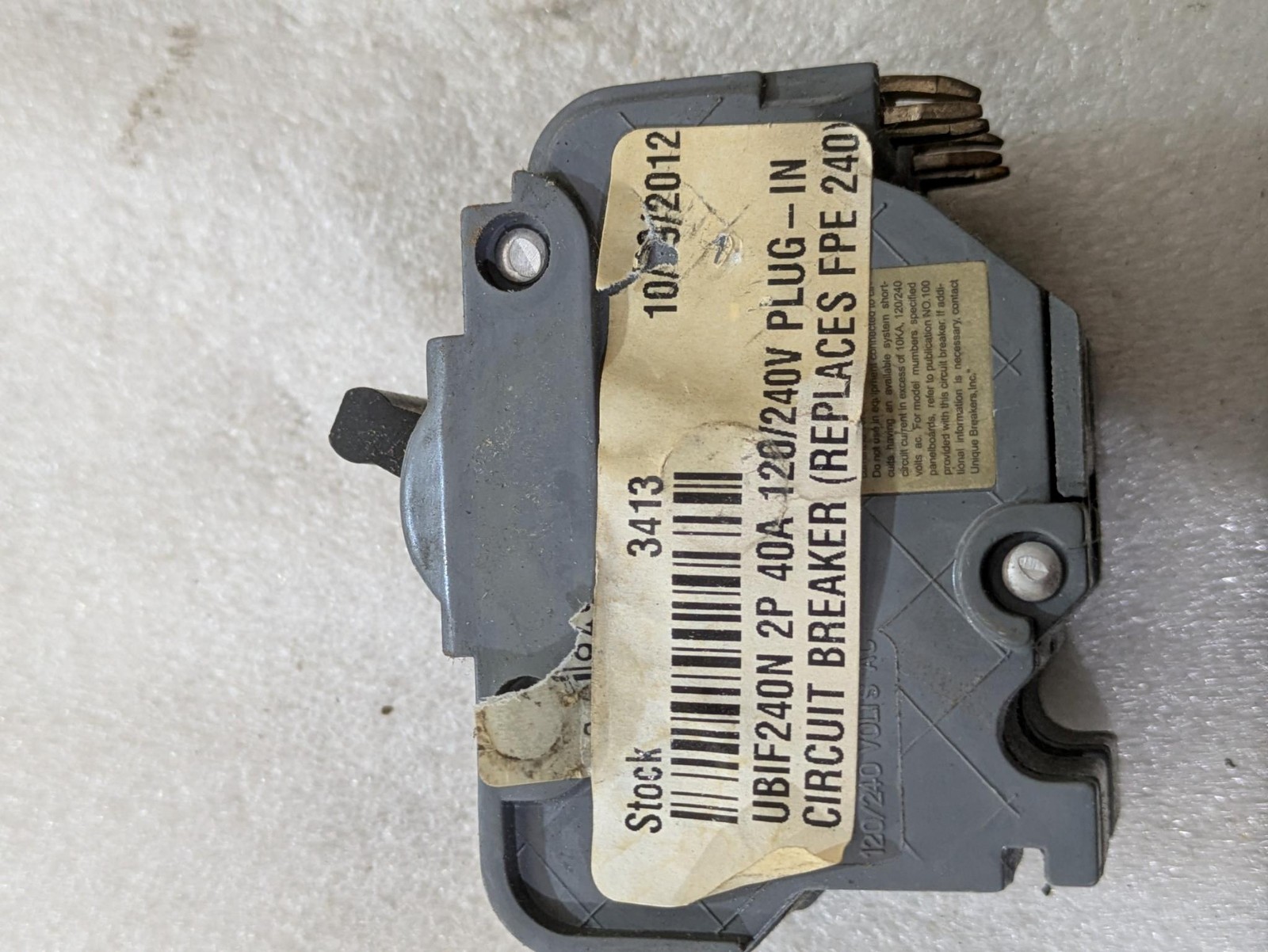 Federal Pacific UBIF240N Circuit Breaker 40A 120/240V 2-Pole Plug-In