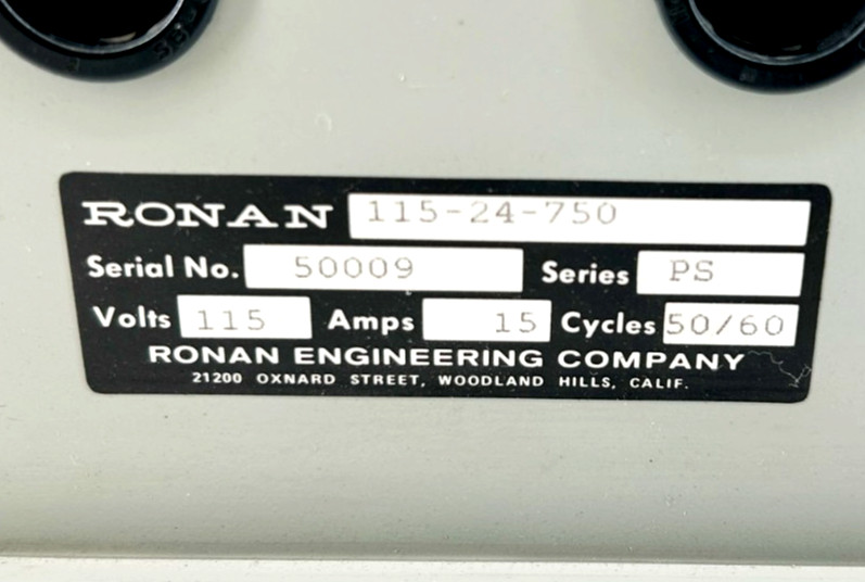 Ronan 115-24-750 Power Supply Series PS 115VAC 15A