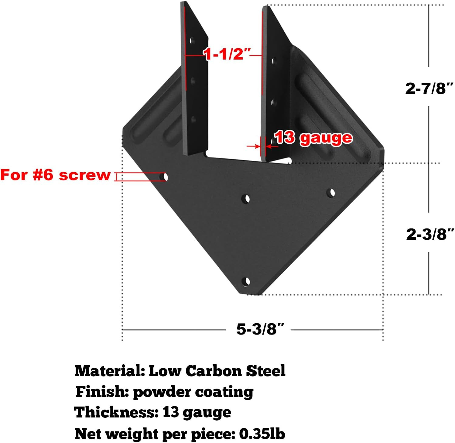 20 Pack Black Hurricane Ties Fit 2X4 Wood Rafters,13 Gauge | Pergola Brackets