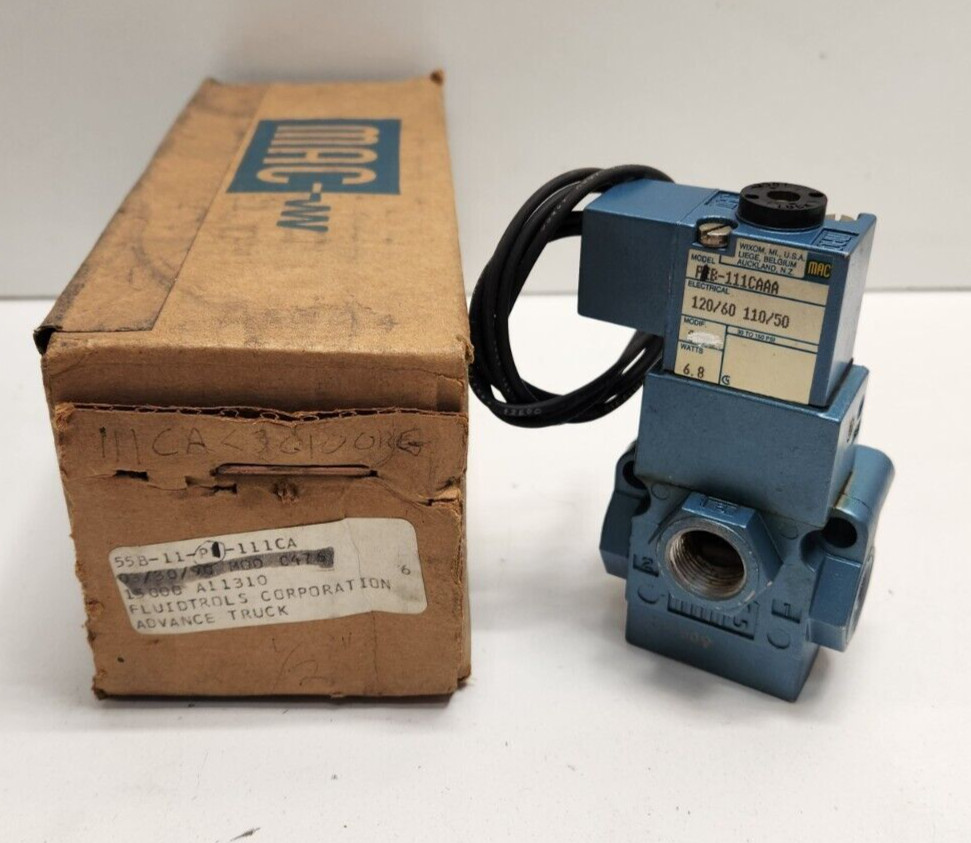 NEW OLD STOCK! MAC 120V 1/4″ 3-WAY SOLENOID VALVE 55B-11-P1-111CA
