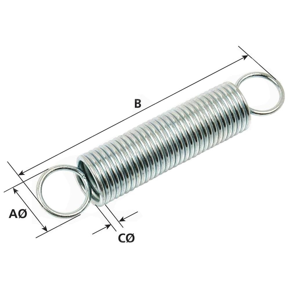 S.11100 Tension Spring, Spring mm19mm, Wire 2mm, Length: 105mm.