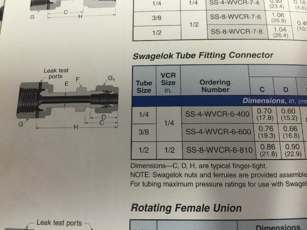 SWAGELOK 1/2″ FVCR X 3/8″T, SS-WVCR-6-600, SSWVCR6600, Shipsameday ZB#82