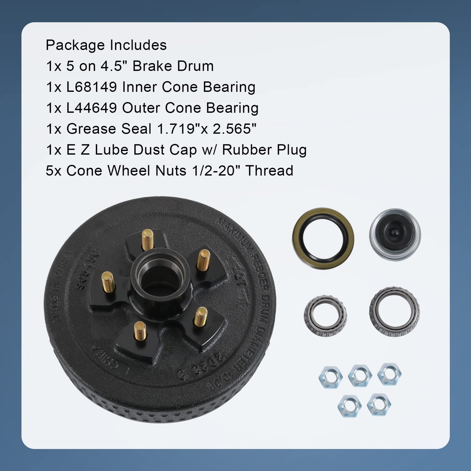JDMSPEED New Trailer Brake Hub Drum 10″ X 2-1/4″ Kit 5 on 5 4.5