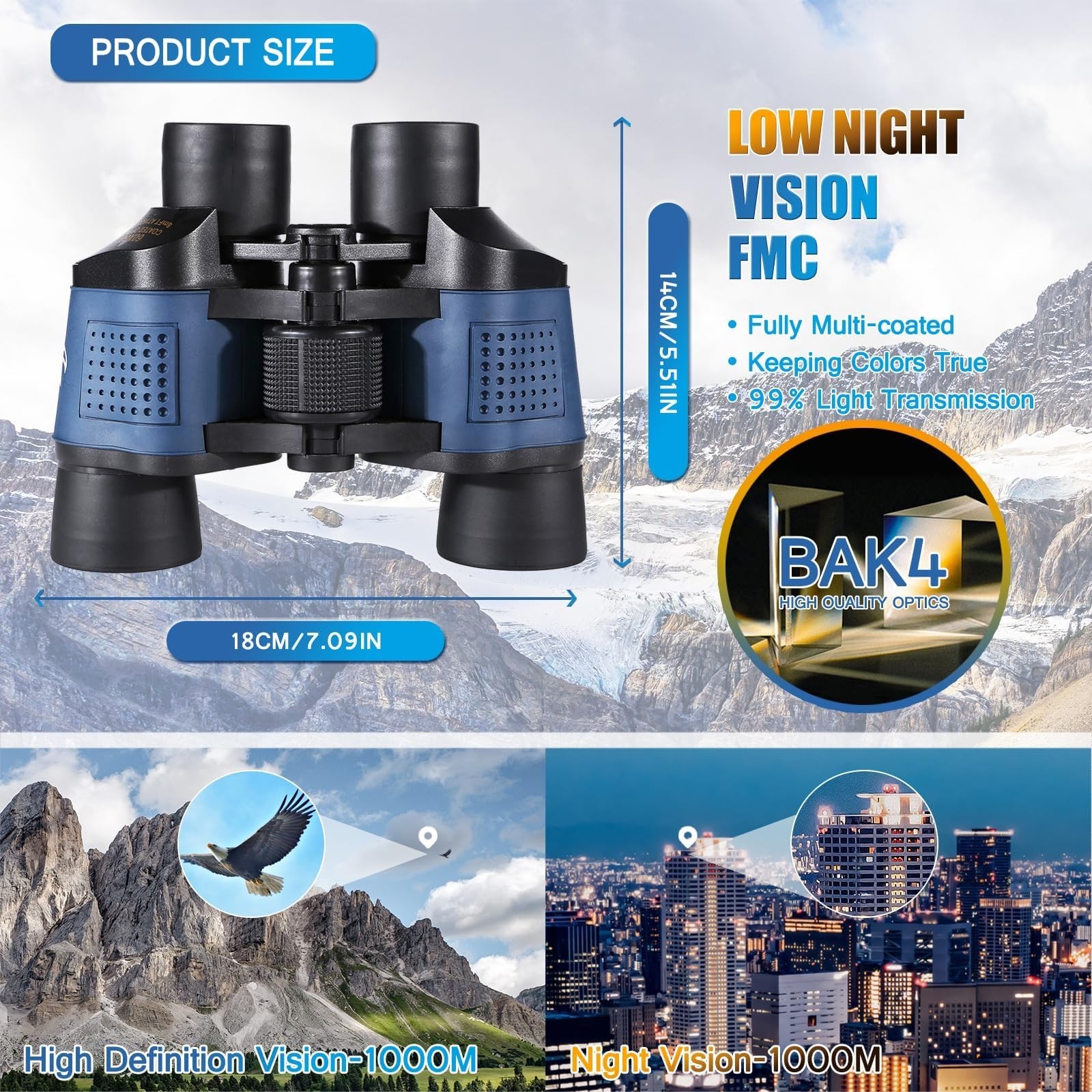 Adult Night Vision Binoculars 60×60 1000M Professional Waterproof High-Power …
