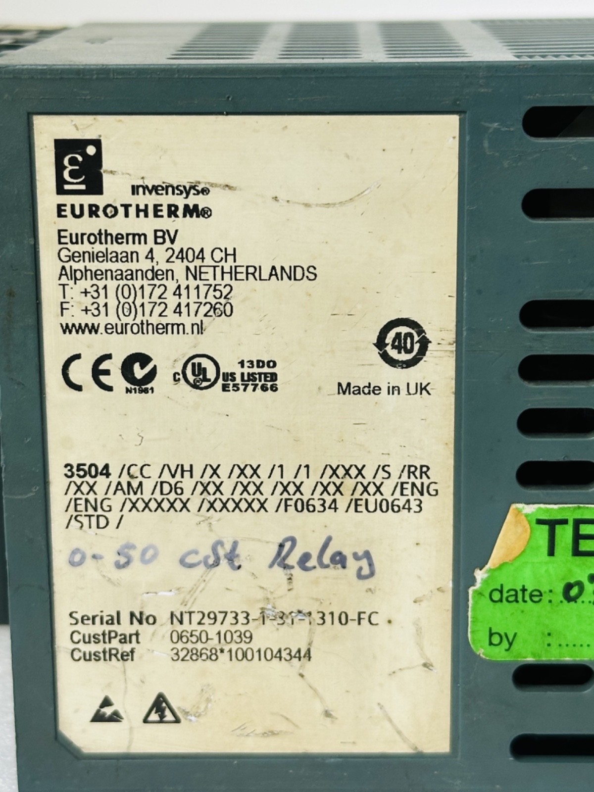 INVENSYS EUROTHERM 3504 Process Control Equipment 100-240V VAF INSTRUMENTS 3504