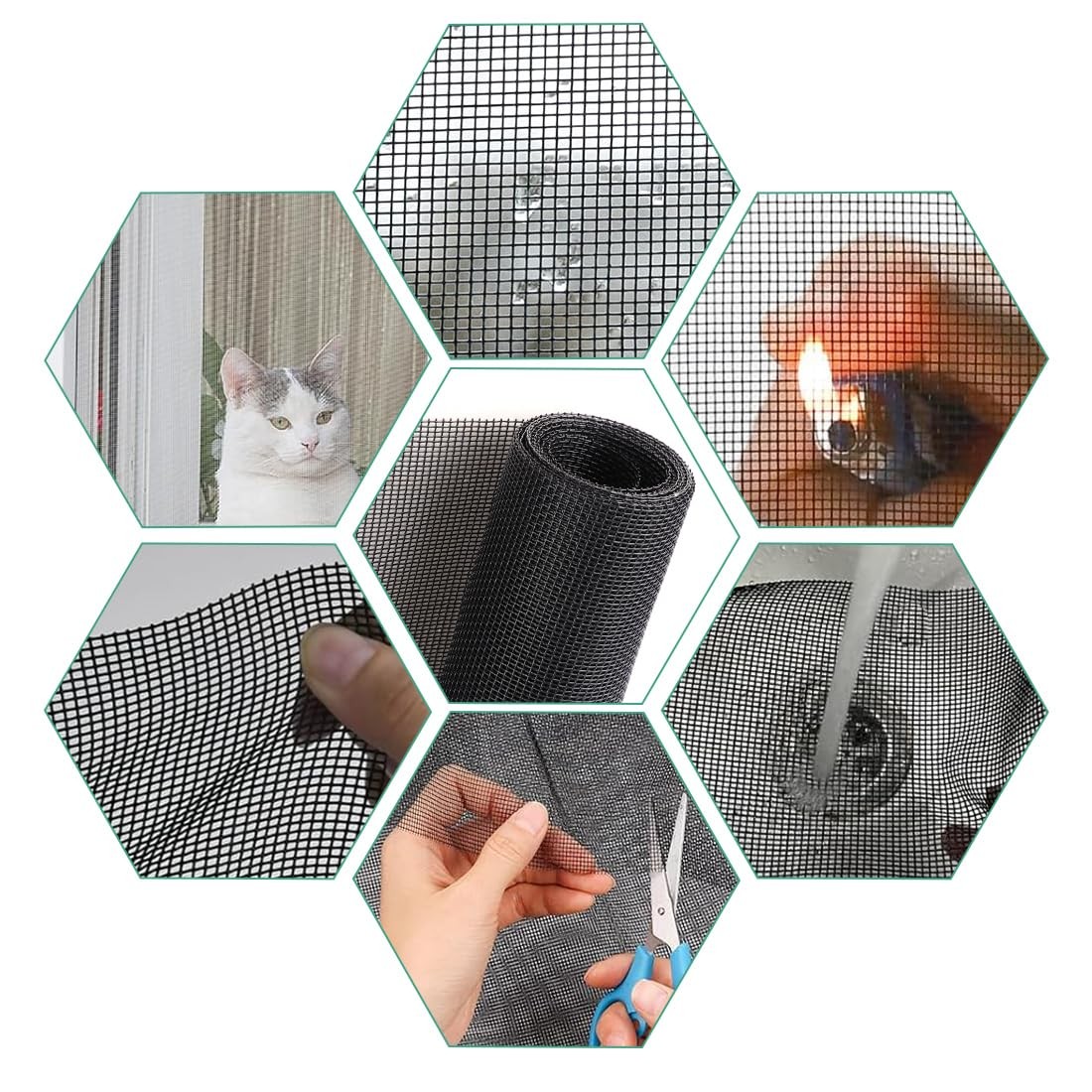 Pet Proof Window Screen Replacement 48″x100″ Adjustable Thicken Charcoal Gray