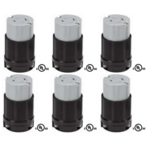 Grounding Locking Connector, 20A 125/250V AC, cUL Listed NEMA L14-20 (Pack of 6)