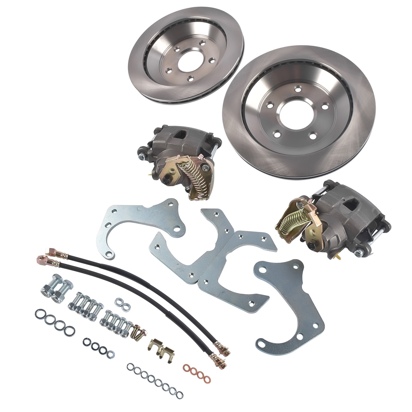 Rear Brake Disc Set for GM 7.5 In10 Bolt Bolt-On Rear Brake Kit w/ E-Brake Fits