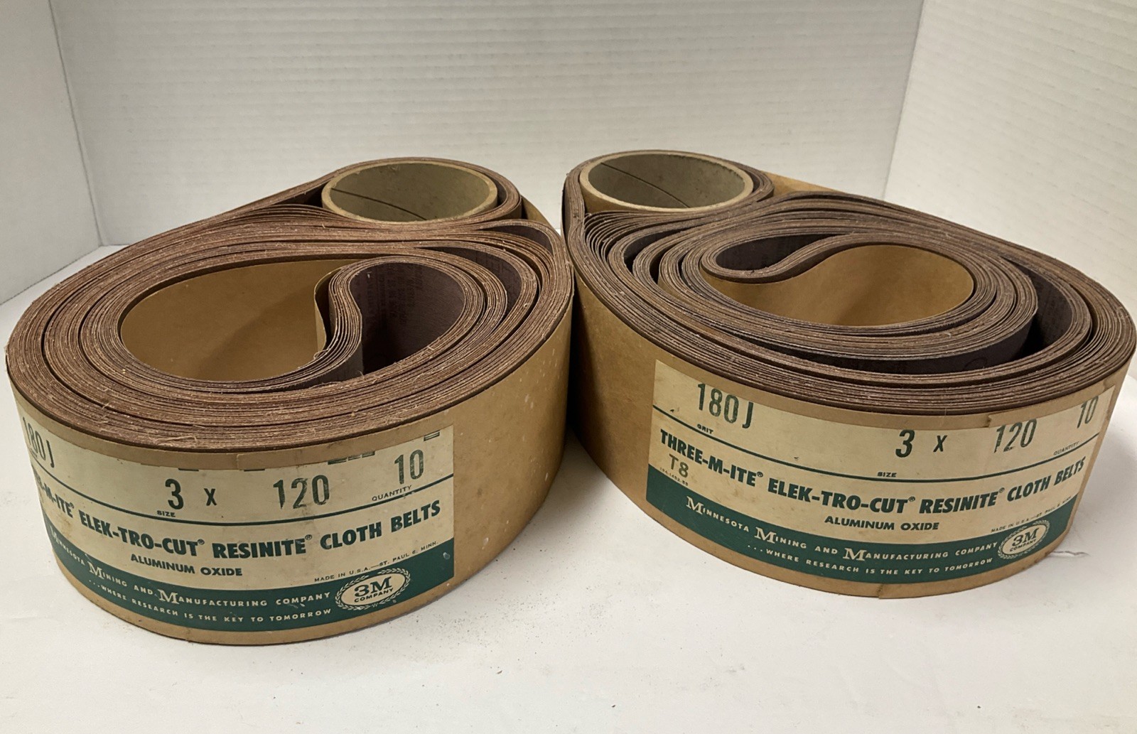THREE-M-ITE ELEK-TRO-CUT RESINITE CLOTH BELTS 3”x120” 180 GRIT A/O TWO 10 PACKS